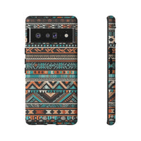 Teal and Orange Aztec Tough Cases! Cellphone Cases! Multiple Sizes Available! Apple iPhone, Samsung Galaxy, and Google Pixel devices!