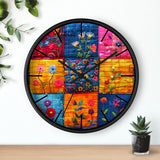 Boho Floral Quilt in Navy and Pink Print Wall Clock! Perfect For Gifting! Free Shipping!!! 3 Colors Available!