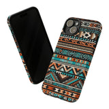 Teal and Orange Aztec Tough Cases! Cellphone Cases! Multiple Sizes Available! Apple iPhone, Samsung Galaxy, and Google Pixel devices!