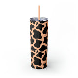 Custom Personalized Cow Printed Skinny Tumbler with Straw, 20oz! Multiple Colors!