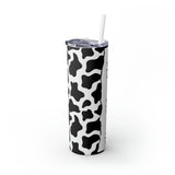 Custom Personalized Cow Printed Skinny Tumbler with Straw, 20oz! Multiple Colors!