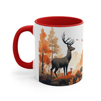 Autumn Orange and Black Deer Antler Forest Accent Coffee Mug, 11oz! Multiple Colors Available! Fall Vibes!