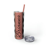 Custom Name Black and White Aztec Printed Skinny Tumbler with Straw, 20oz! Multiple Colors!