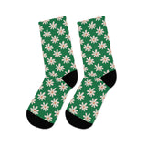 Dark Green Daisy Unisex Eco Friendly Recycled Poly Socks!!! Free Shipping!!! 58% Recycled Materials!