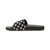 Classic Black Daisy Flower Print Summer Beach Slides, Women's PU Slide Sandals! Free Shipping!!!