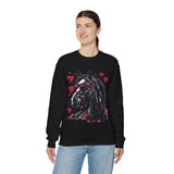 Valentines Day Black Horse Red Hearts Edition Unisex Sweatshirt! Retro! Free Shipping!!!