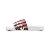 Western Stripes Cow Print Pink Summer Beach Slides, Women's PU Slide Sandals! Free Shipping!!!