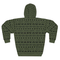 Hunter Green Aztec Black Unisex Pullover Hoodie! All Over Print! New!!!