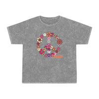 Pink Peace Floral Distressed Unisex Mineral Wash T-Shirt! New Colors! Free Shipping!!!