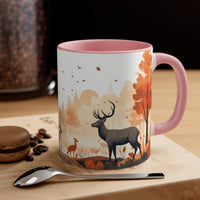 Autumn Orange and Black Deer Antler Forest Accent Coffee Mug, 11oz! Multiple Colors Available! Fall Vibes!