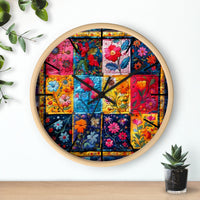 Boho Quilted Patchwork in Yellow Print Wall Clock! Perfect For Gifting! Free Shipping!!! 3 Colors Available!