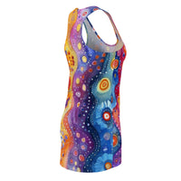 Boho Purple and Yellow Bubbly Women's Racerback Dress! Free Shipping! Sun Dress, Sleep Shirt, Swim Cover Up!