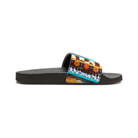 Boho Stripes Floral Print Summer Beach Slides, Women's PU Slide Sandals! Free Shipping!!!