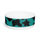 Black and Teal Blue Cow Print Pet Bowl! Foxy Pets! Free Shipping!!!