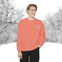 Snowflake Pocket Embroidered Comfort Colors Unisex Garment-Dyed Sweatshirt! All New Colors! Free Shipping!