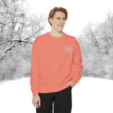 Snowflake Pocket Embroidered Comfort Colors Unisex Garment-Dyed Sweatshirt! All New Colors! Free Shipping!