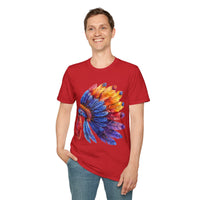 Indian Head Dress Colorful Rainbow Unisex Graphic Tees! Summer Vibes! All New Heather Colors!!! Free Shipping!!!