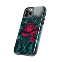 Stained Glass Teal and Roses Gothic Inspired Halloween Tough Phone Cases! Fall Vibes!