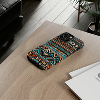 Teal and Orange Aztec Tough Cases! Cellphone Cases! Multiple Sizes Available! Apple iPhone, Samsung Galaxy, and Google Pixel devices!