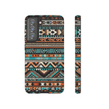 Teal and Orange Aztec Tough Cases! Cellphone Cases! Multiple Sizes Available! Apple iPhone, Samsung Galaxy, and Google Pixel devices!