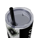 Custom Name Black and White Aztec Printed Skinny Tumbler with Straw, 20oz! Multiple Colors!