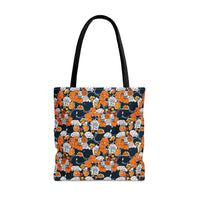 Navy Blue and Orange Florals Fall Vibes Tote Bag!