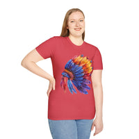 Indian Head Dress Colorful Rainbow Unisex Graphic Tees! Summer Vibes! All New Heather Colors!!! Free Shipping!!!