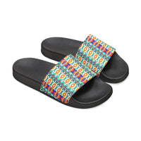 Hippie Stripes Blue and Purple Summer Beach Slides, Women's PU Slide Sandals! Free Shipping!!!