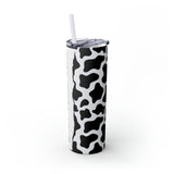 Custom Personalized Cow Printed Skinny Tumbler with Straw, 20oz! Multiple Colors!