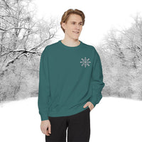 Snowflake Pocket Embroidered Comfort Colors Unisex Garment-Dyed Sweatshirt! All New Colors! Free Shipping!