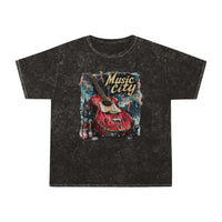 Music City Red Guitar Distressed Unisex Mineral Wash T-Shirt! New Colors! Free Shipping!!!