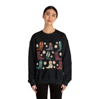 Vintage Daisy Boot Medley Unisex Heavy Blend Crewneck Sweatshirt! Christmas Gift For a Western Gal!