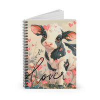 Valentines Day Lover Floral Pink Cow Spiral Notebook - Ruled Line! Perfect For Gifting!