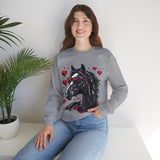 Valentines Day Black Horse Red Hearts Edition Unisex Sweatshirt! Retro! Free Shipping!!!