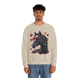 Valentines Day Black Horse Red Hearts Edition Unisex Sweatshirt! Retro! Free Shipping!!!