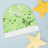 Green Paint Splash Baby Beanie in Cursive! Free Shipping! Great for Gifting!