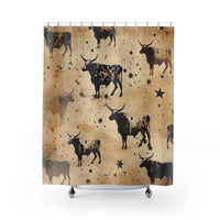 Smokey Brown Western Cow Print Farmhouse Shower Curtains!