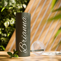 Custom Name Personalized Tumblers Skinny Tumbler with Straw, 20oz! Cursive Writing Option!