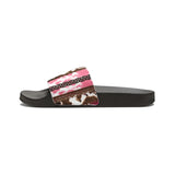 Western Stripes Cow Print Pink Summer Beach Slides, Women's PU Slide Sandals! Free Shipping!!!