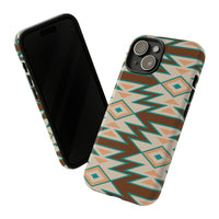 Teal and Brown Aztec Tough Cases! Cellphone Cases! Multiple Sizes Available! Apple iPhone, Samsung Galaxy, and Google Pixel devices!