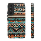 Teal and Orange Aztec Tough Cases! Cellphone Cases! Multiple Sizes Available! Apple iPhone, Samsung Galaxy, and Google Pixel devices!