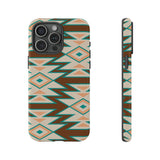 Teal and Brown Aztec Tough Cases! Cellphone Cases! Multiple Sizes Available! Apple iPhone, Samsung Galaxy, and Google Pixel devices!