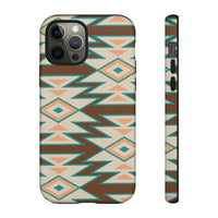 Teal and Brown Aztec Tough Cases! Cellphone Cases! Multiple Sizes Available! Apple iPhone, Samsung Galaxy, and Google Pixel devices!