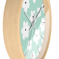 Retro Pastel Green Florals Print Wall Clock! Perfect For Gifting! Free Shipping!!! 3 Colors Available!