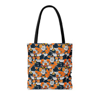 Navy Blue and Orange Florals Fall Vibes Tote Bag!