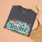 The Teacher Floral School Bus Unisex Graphic Tees! All New Heather Colors!!! Free Shipping!!! Back To School!