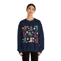 Vintage Daisy Boot Medley Unisex Heavy Blend Crewneck Sweatshirt! Christmas Gift For a Western Gal!