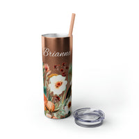 Custom Name Personalized Botanical Garden Tumblers Skinny Tumbler with Straw, 20oz! Multiple Colors Available!