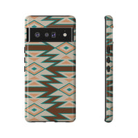 Teal and Brown Aztec Tough Cases! Cellphone Cases! Multiple Sizes Available! Apple iPhone, Samsung Galaxy, and Google Pixel devices!