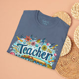 The Teacher Floral School Bus Unisex Graphic Tees! All New Heather Colors!!! Free Shipping!!! Back To School!